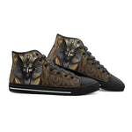 High-Top Canvas Shoes Egypt Anubis-Cat Gold and Black Stone