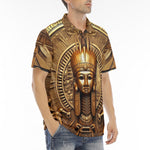 Men's Polo Shirt Golden Egyptian Symbols Engraved on Wall