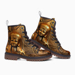 Leather Boots Golden Egyptian Symbols Engraved on Wall