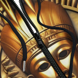 Men's Zip Up Hoodie Golden Egyptian Symbols Engraved on Wall