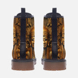 Leather Boots Golden Egyptian Symbols Engraved on Wall