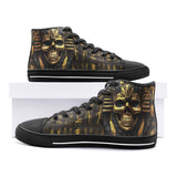 High-Top Canvas Shoes Golden Pharaoh Skull Art