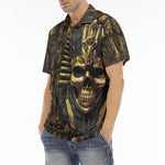 Men's Polo Shirt Golden Pharaoh Skull Art