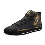 High-Top Canvas Shoes Mysterious Egyptian Symbolism Eye Ankh Cross