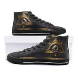 High-Top Canvas Shoes Mysterious Egyptian Symbolism Eye Ankh Cross