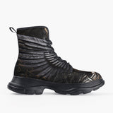 Casual Leather Chunky Boots Dark Gold Egyptian Phoenix Wings