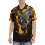 Men's Polo Shirt Yellow Dragon on Fire