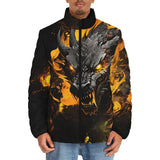 Down-Padded Puffer Jacket Yellow Dragon on Fire