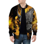 Bomber Jacket Yellow Dragon on Fire