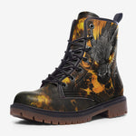 Leather Boots Yellow Dragon on Fire