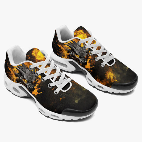 Air Cushion Sneakers Yellow Dragon on Fire