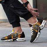 Air Cushion Sneakers Yellow Dragon on Fire