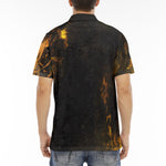 Men's Polo Shirt Yellow Dragon on Fire