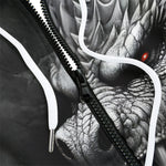 Men's Zip Up Hoodie Gray Dragon Apocalypse Art