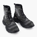 Casual Leather Chunky Boots Gray Dragon Apocalypse Art
