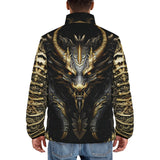 Down-Padded Puffer Jacket Mechanical Dragon Black and Gold Design