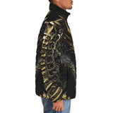 Down-Padded Puffer Jacket Mechanical Dragon Black and Gold Design