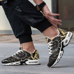 Air Cushion Sneakers Mechanical Dragon Black and Gold Design