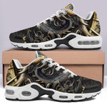 Air Cushion Sneakers Mechanical Dragon Black and Gold Design