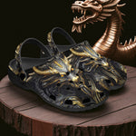 Classic Clogs Mechanical Dragon Black and Gold Design