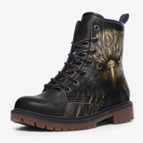 Leather Boots Eagle with Gold Feathers