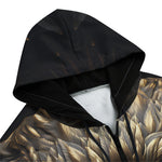Men's Zip Up Hoodie Eagle with Gold Feathers