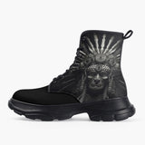 Casual Leather Chunky Boots Indian Chief Icon Art