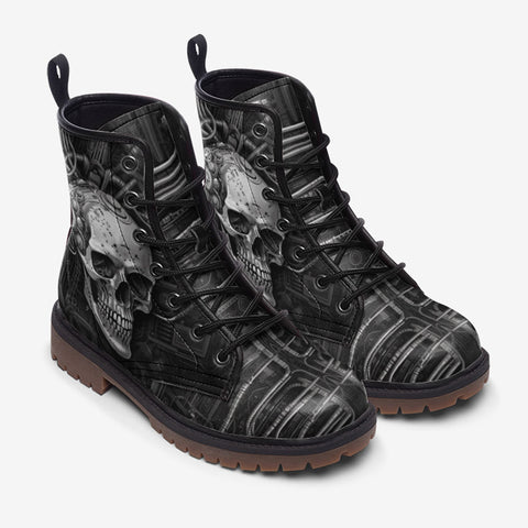 Leather Boots Robot Skull Gear Wheel Wires Art