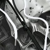 Men's Zip Up Hoodie Robot Skull Gear Wheel Wires Art