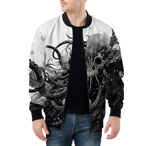 Bomber Jacket Black Octopus Monster Tentacles