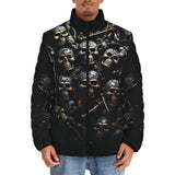 Down-Padded Puffer Jacket Skulls and Bones in Black Gold