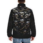 Down-Padded Puffer Jacket Skulls and Bones in Black Gold