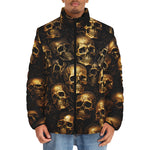 Down-Padded Puffer Jacket Golden Skulls Pattern
