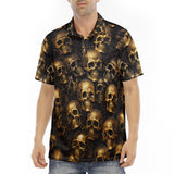 Men's Polo Shirt Golden Skulls Pattern