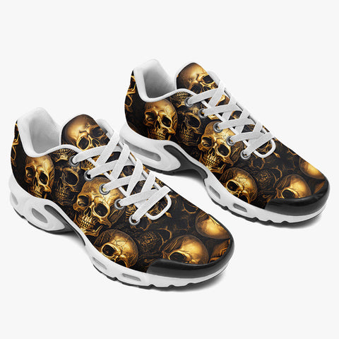 Air Cushion Sneakers Golden Skulls Pattern