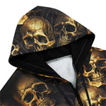 Men's Zip Up Hoodie Golden Skulls Pattern