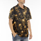 Men's Polo Shirt Golden Skulls Pattern