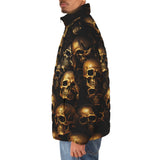 Down-Padded Puffer Jacket Golden Skulls Pattern