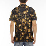 Men's Polo Shirt Golden Skulls Pattern