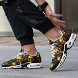 Air Cushion Sneakers Golden Skulls Pattern