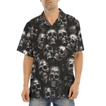 Hawaiian Shirt Shiny Silver Skulls