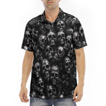 Men's Polo Shirt Shiny Silver Skulls