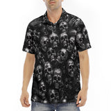 Men's Polo Shirt Shiny Silver Skulls