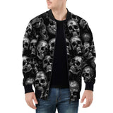 Bomber Jacket Shiny Silver Skulls