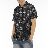 Men's Polo Shirt Shiny Silver Skulls