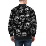 Bomber Jacket Shiny Silver Skulls