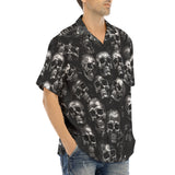 Hawaiian Shirt Shiny Silver Skulls