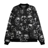 Bomber Jacket Shiny Silver Skulls