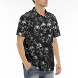 Men's Polo Shirt Shiny Silver Skulls