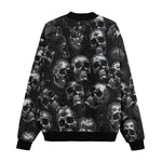 Bomber Jacket Shiny Silver Skulls